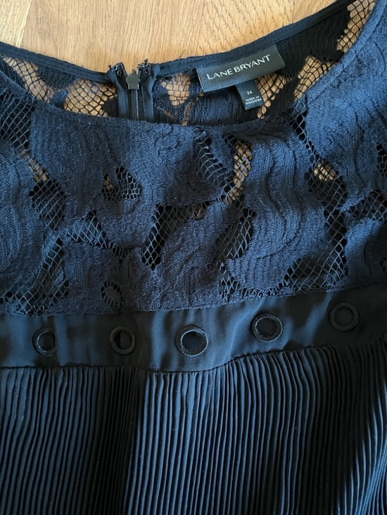 Lane Bryant Dresses & Skirts - Lane Bryant Black Pleated Lace Yoke Dress